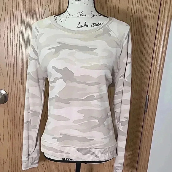 Rails Ramona Cream and Tan Camouflage Military crewneck Sweatshirt - Picture 2 of 3